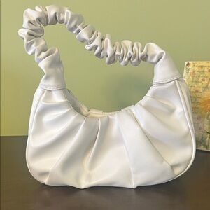 Chic White Ruched Shoulder Bag